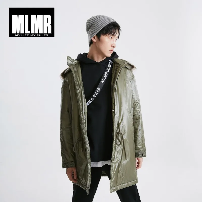 JackJones зимняя мужская куртка с капюшоном и меховым воротником длинное стильное