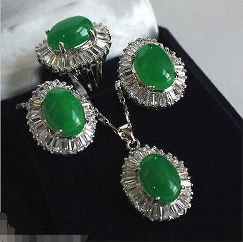 Бесплатная доставка&gt @&gt наборы зеленый камень кулон ожерелье серебряные