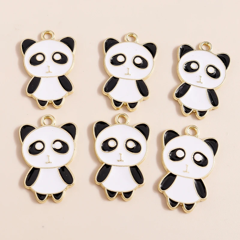 

10pcs 17*25mm Enamel Alloy Animal Charms Pendants Panda Charms for Jewelry Making Necklaces Earrings Making Accessories Craft