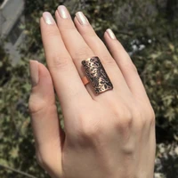 new creative rose gold color stainless steel rings for women square shape carve swallow flower rring fashion jewelry wholesale