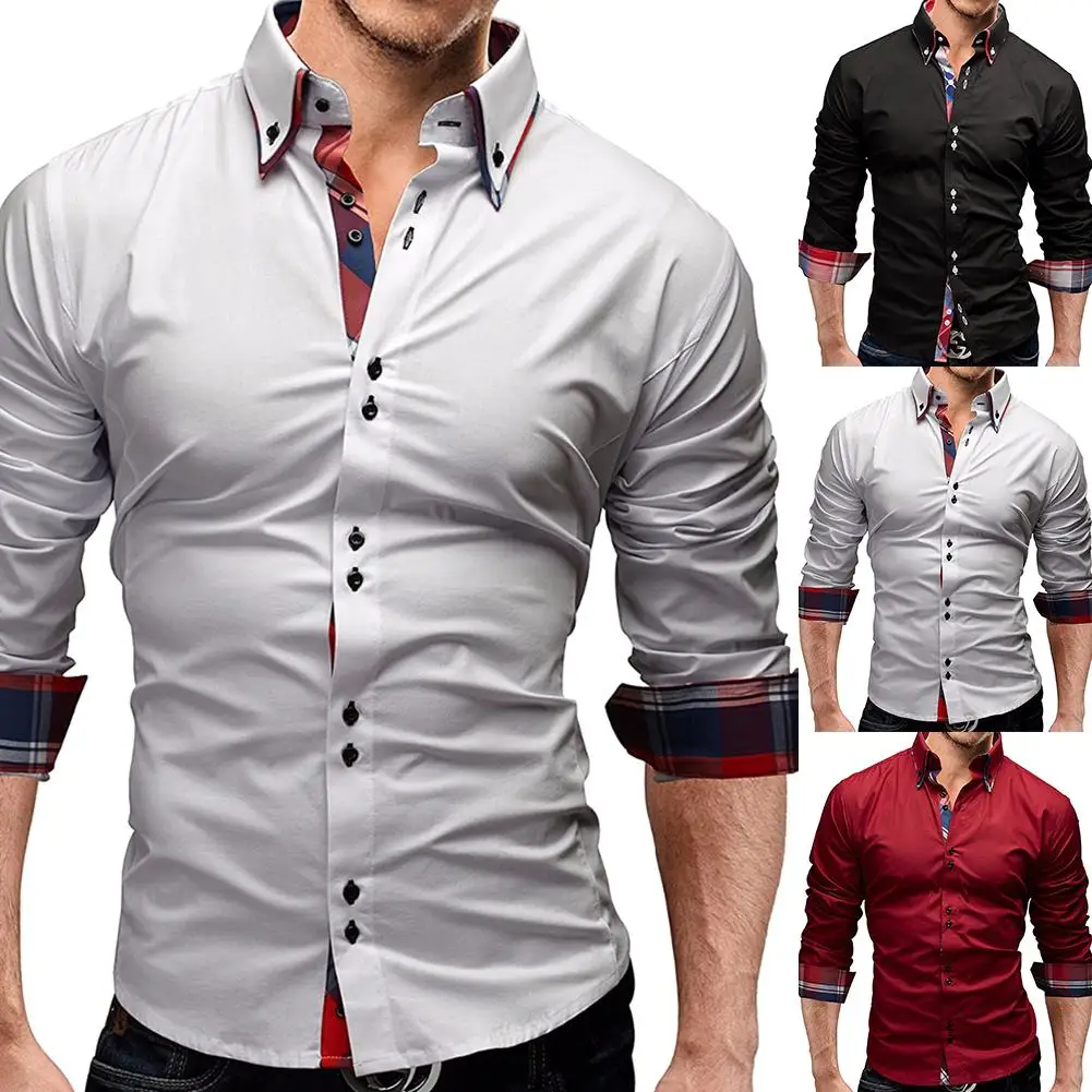 2019 повседневные мужские модные рубашки мужская рубашка в клетку с длинным