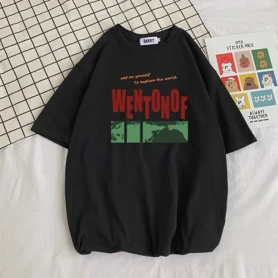 

han Summer trend couple printing short-sleeved male casual small fresh wild half-sleeved T-shirt