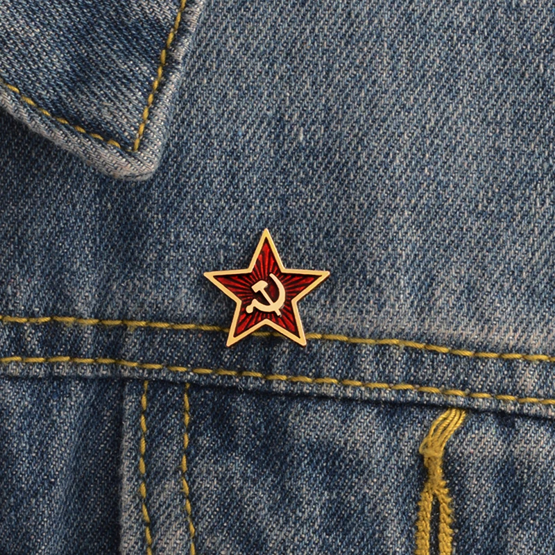 Красная звезда серповидный коммустический значок мода свобода штырь Русские