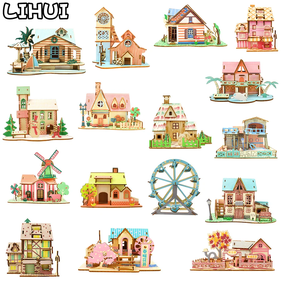 Деревянный 3D пазл игрушка сделай сам в стиле архитектуры набор моделей для