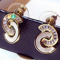 juwang fashion geometry inlaid rhinestone flash earrings for women temperament exquisite charm hot sale trendy ear stud pendant