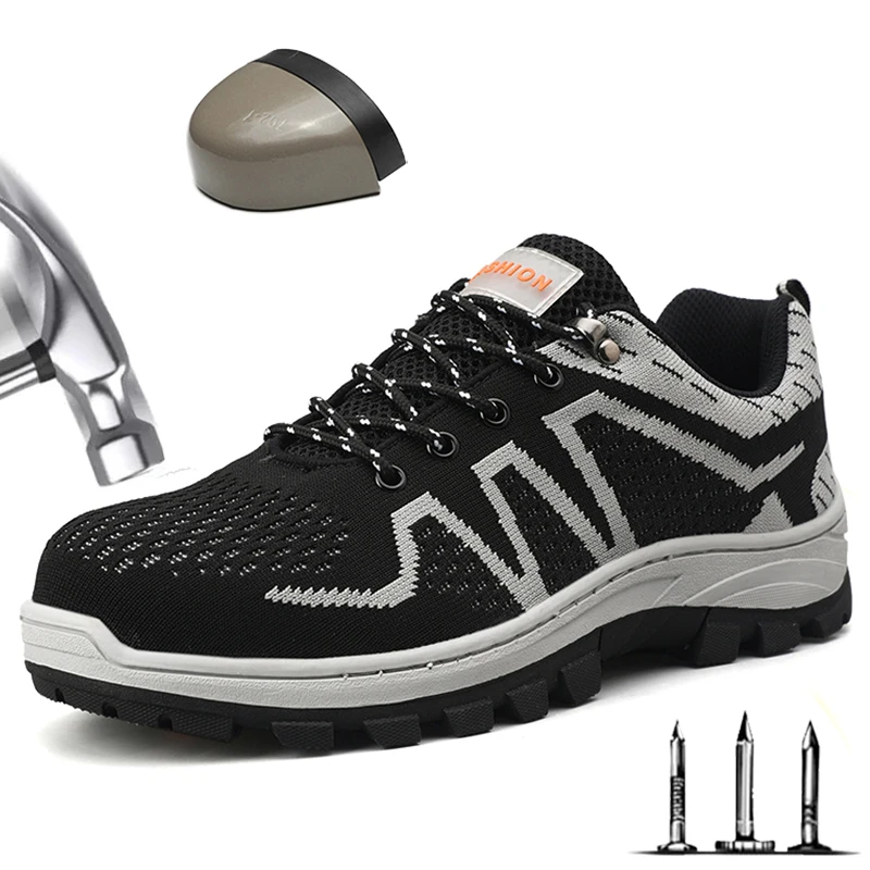 

Steel Toe Work Shoes Men Safety Boots Puncture Proof Anti-Slip Ryder Shoes Man Anti-Smashing Breathable Mesh Industrial Sneakers