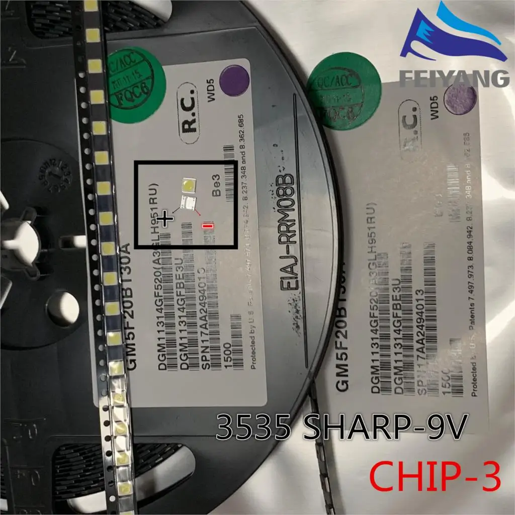 100 шт./лот для SHARP LED TV ЖК подсветка светодиодная 1 Вт 3 9 В 3535 3537 холодный белый Чип