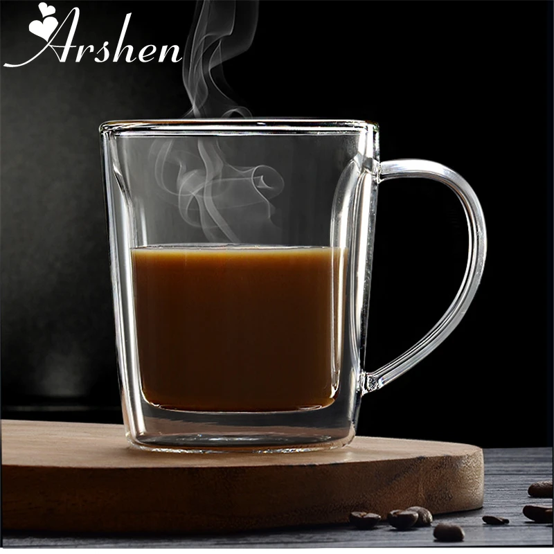 Arshen двойные кофейные молочные кружки с ручкой стеклянная посуда для питья