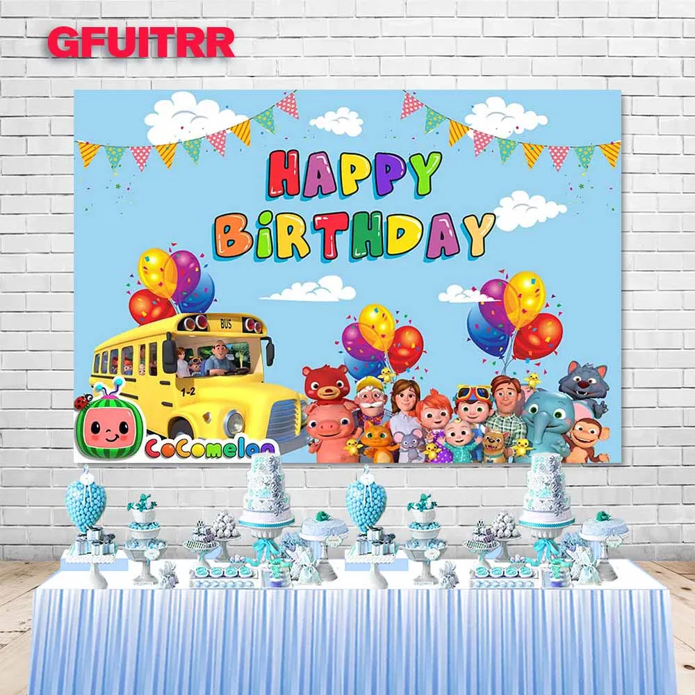 GFUITRR мультфильм Дыня фотография Фон дети 1-й День рождения ребенок душ автобус