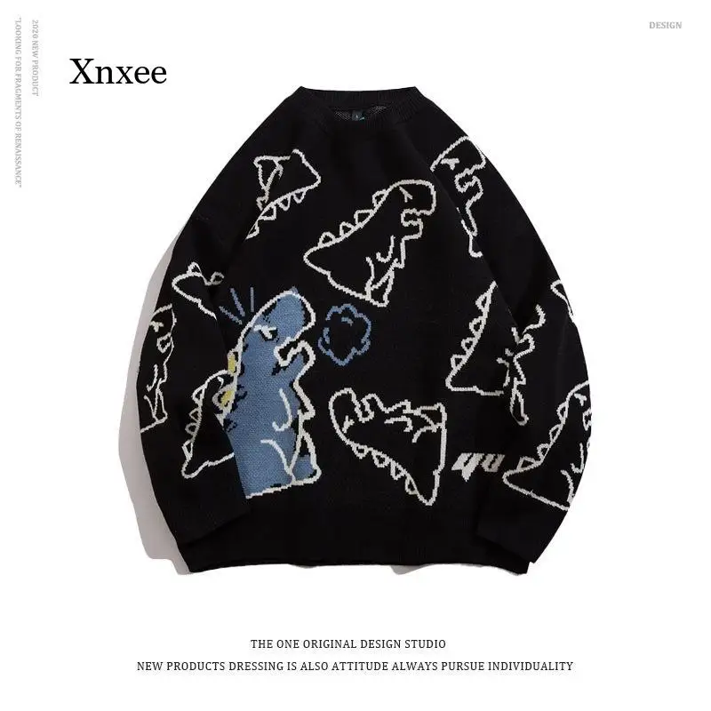 

Свитер мужской с круглым вырезом в стиле Харадзюку, Модный трикотажный пуловер в стиле хип-хоп стандартного размера с рисунком, повседневный Свитер оверсайз для пар