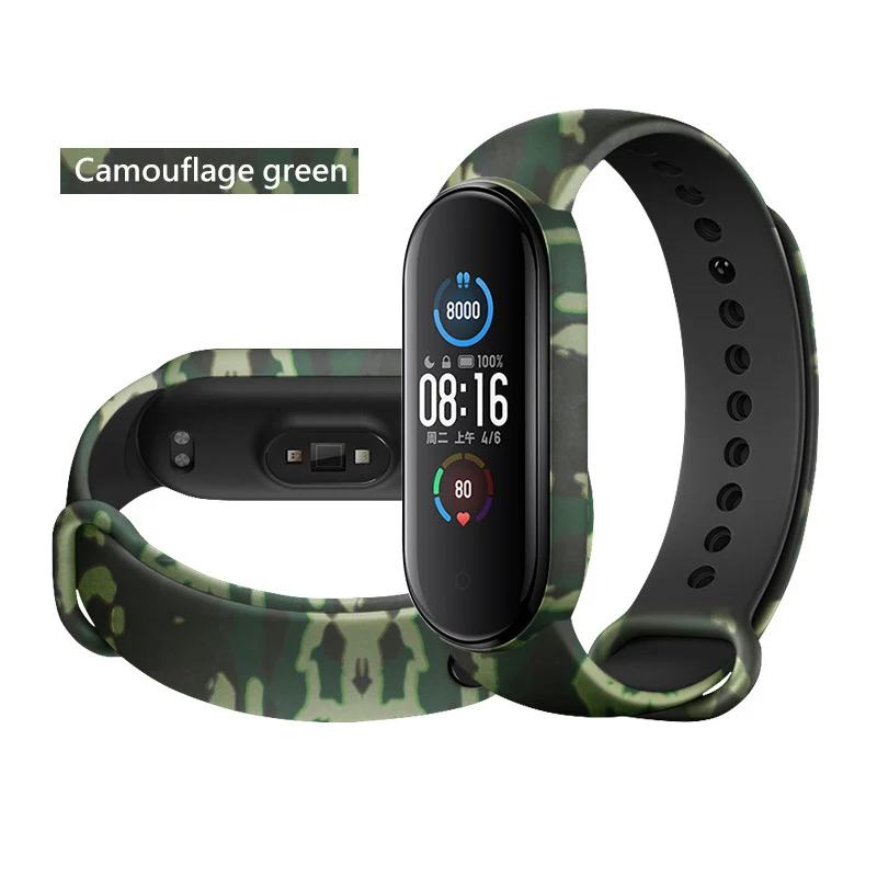 100 штук упак. Камуфляжный браслет для Xiaomi Mi Band 5 силиконовый спортивный смарт на
