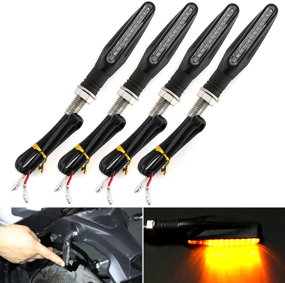 

4Pcs Motorcycle Turn Signal Light LED Tail Flasher Flowing Water Lamp Motorbike Signal l Indicator Light
