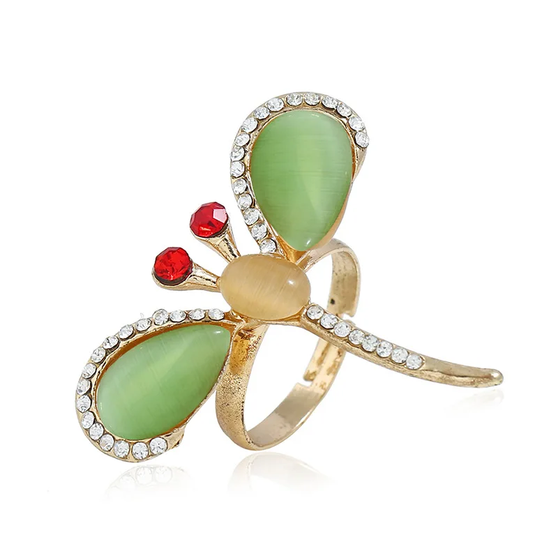 Корейское насекомое стрекоза кольца кристалл горный хрусталь свадебное кольцо