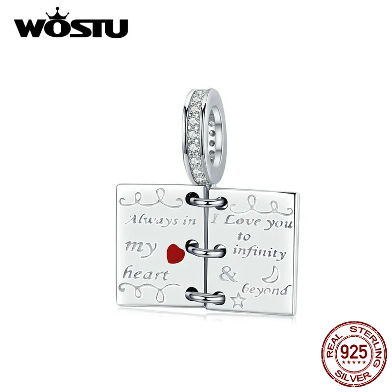 

WOSTU Love Story, записная книжка, подвески, 100% Стерлинговое Серебро 925 пробы, бисер, подходит для оригинального браслета, подвеска для влюбленных, ю...