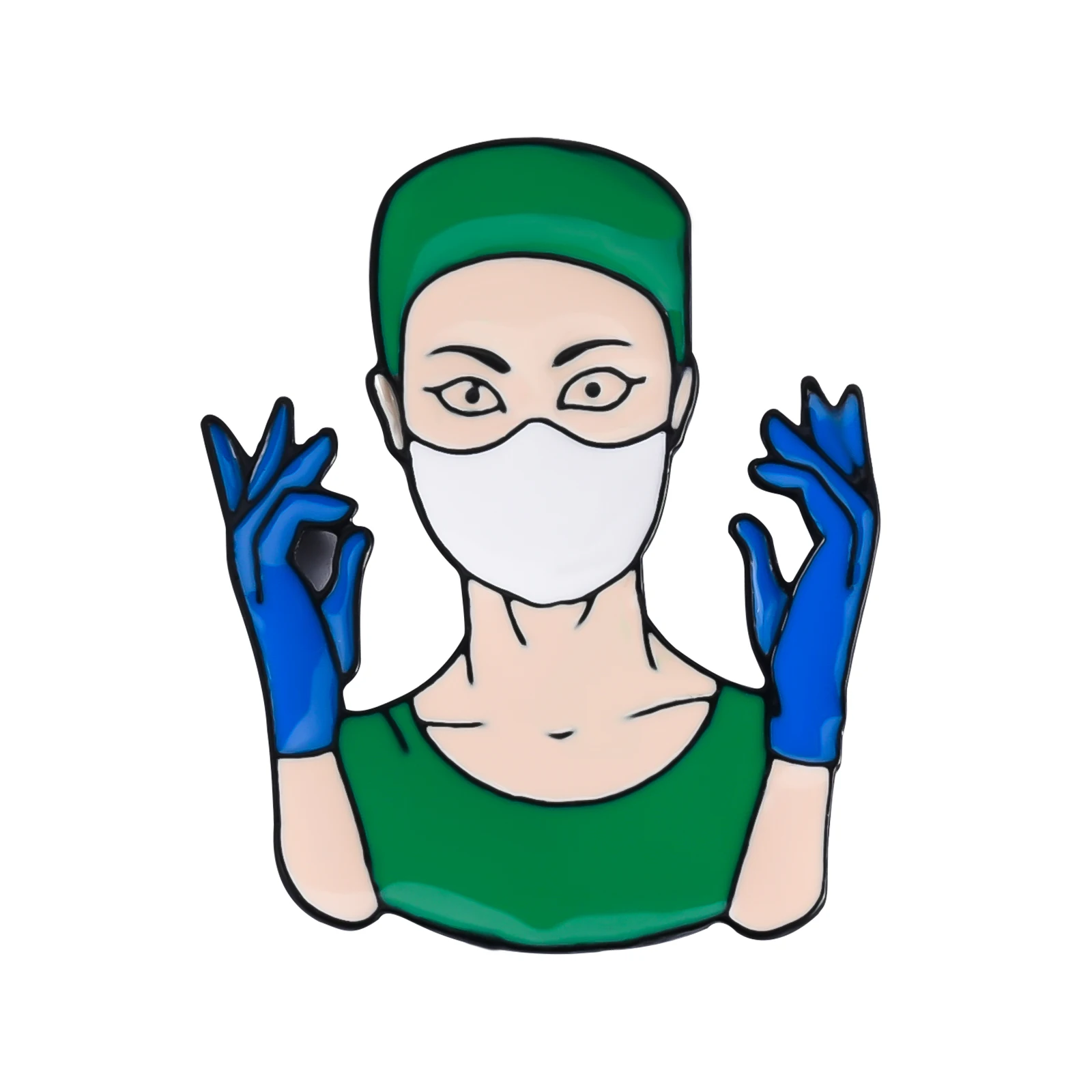 

DCARZZ Cartoon Nurse Pins Brooches Medical Classic Jewelry Green Blue Enamel Black Pin Metal Beautiful Nurse Doctors Gift Woman