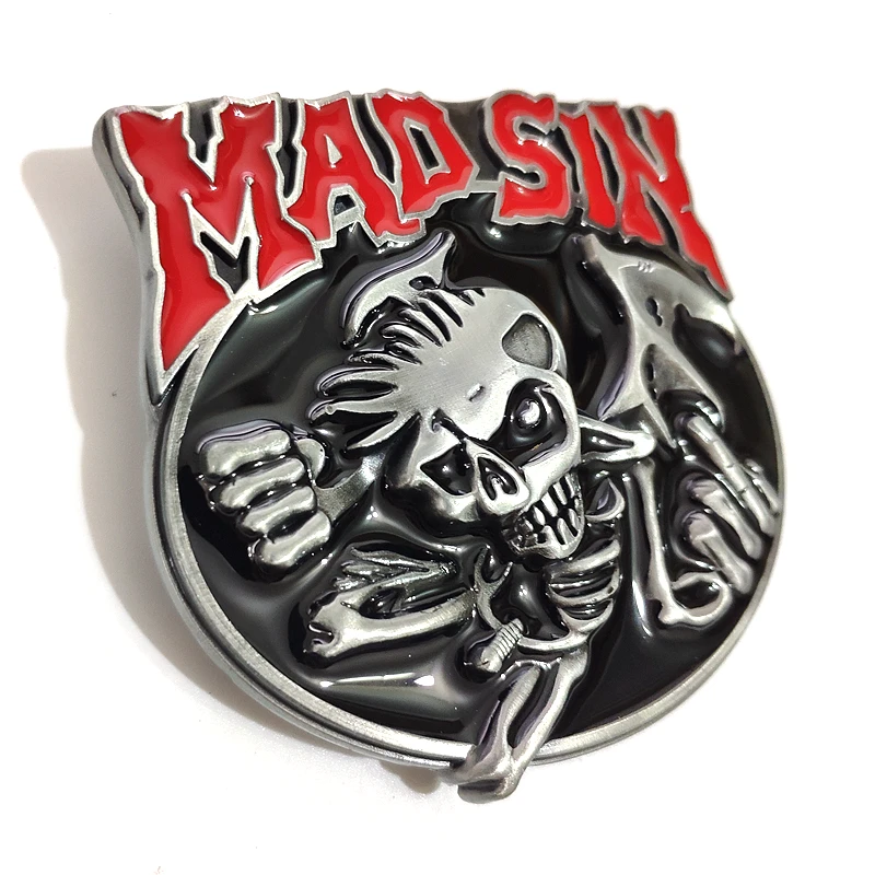 Мужская металлическая пряжка с черепом The Mad Sin в стиле панк-рок крючки для ремня 4