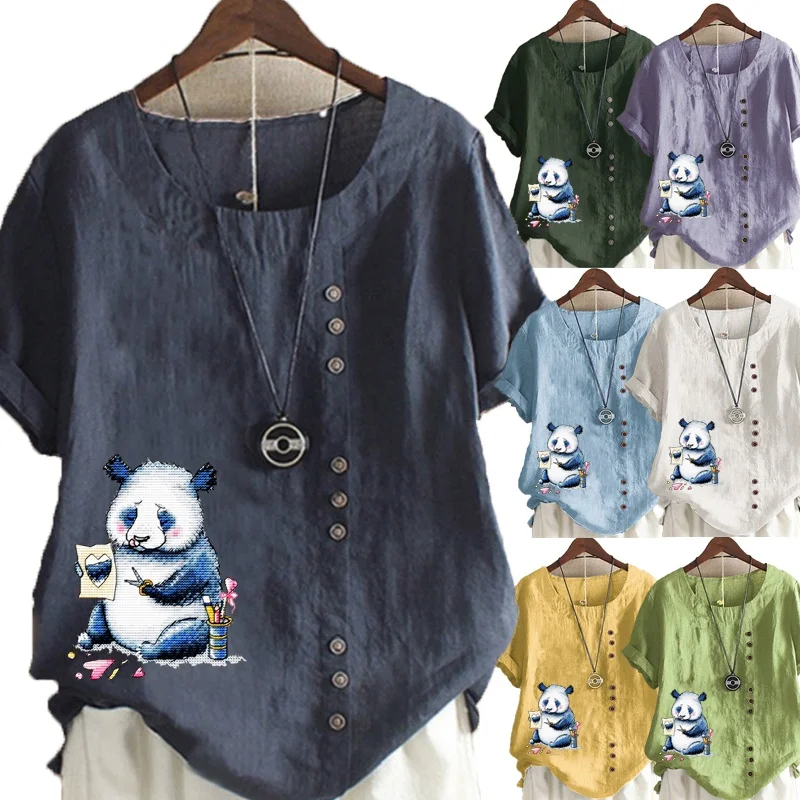 

The New Women Clothing Fashion Printing Graphic Tee Short Sleeve Round Neck Pullovers Summer Shirt Loose Shirt Plus Size Tops