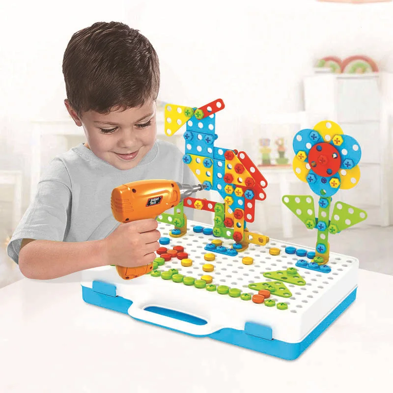 Детский Электрический игрушечные дрели гайка разборки матч инструмент в