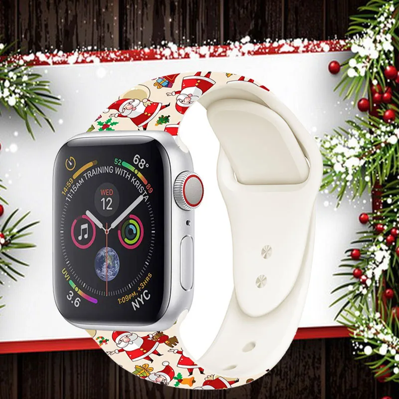Спортивный бесшовный ремешок 38/40/42/44 мм для Apple Watch версии 5 4 3 2 1 печатные ленты