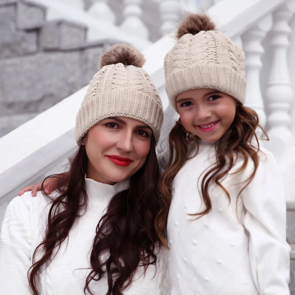 

Winter 2021 Children's Wool Hat Parent-child Knitwear Hat Mom And Baby The Same Style