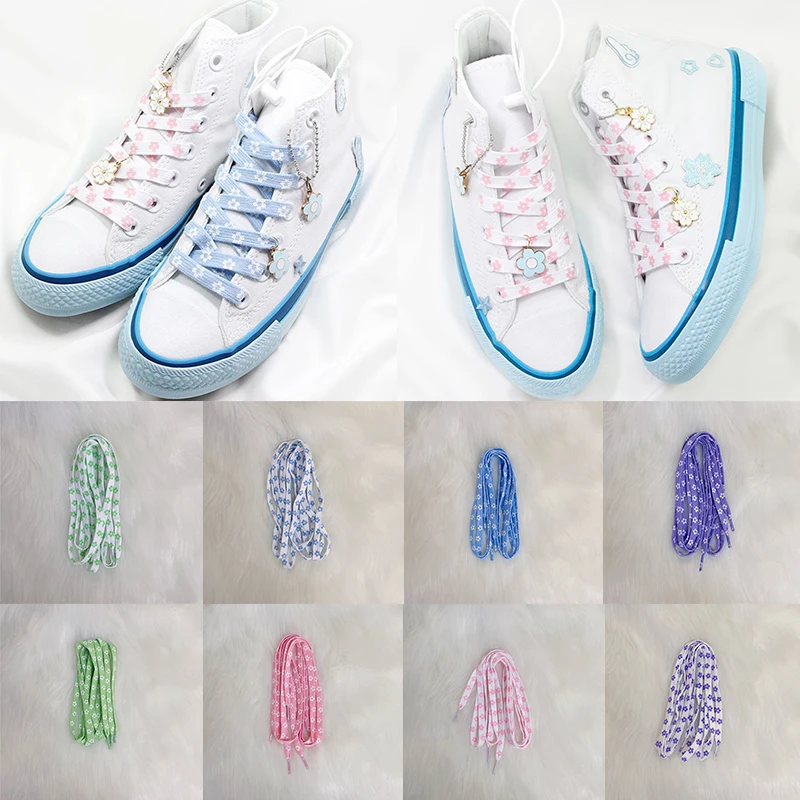 

Original Pink Cherry Tie dye printin Blossom Pink AF Shoelace Female Flower Sneaker Woman Lace Of Lace White Female Shoelace