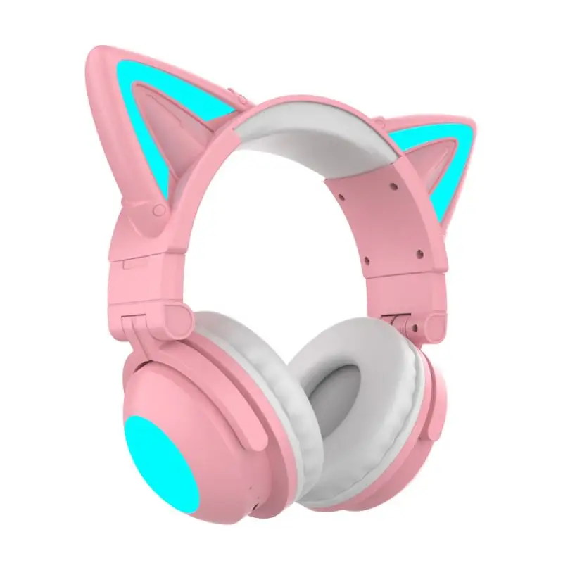 

Flashing LED Cute Cat Ears Headphones Bluetooth Wireless Headset with Mic TF FM Kid Girl Stereo Music Earbud Phone Earphone Gift