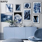 Настенная картина с изображением синего одуванчика пиона пальмы листьев росы на холсте скандинавские постеры и принты растений настенные картины для декора гостиной