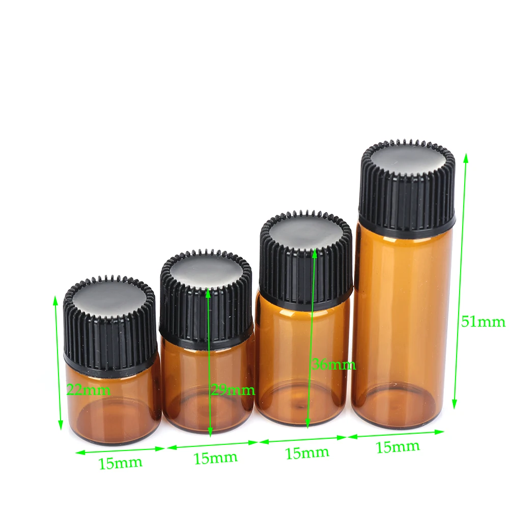 

10PCS 1/2/3/5ml Mini therisches l Flasche Glas ffnung Braun Minderer & Kappe nachfllbare Flaschen Glas Flschchen Kosmetische Beh