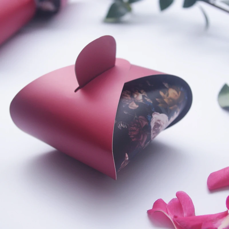 Бумажная Подарочная коробка для конфет цвета Бургунди с ручками упаковка