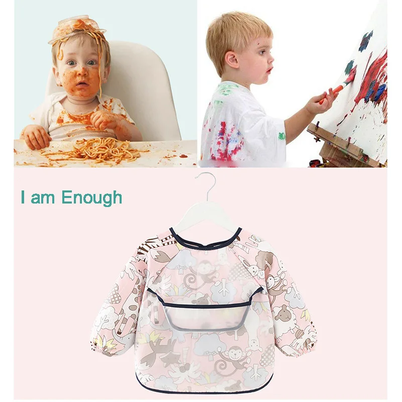 

Baby Bandana Bibs Cute Colorful Cartoon Bibs Waterproof Infant Eating Children Drawing Long Sleeve Apron Baby Self Feeding Bib
