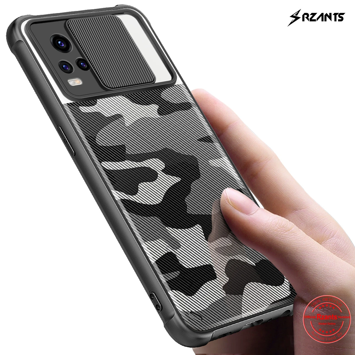 

Rzants For VIVO V20 Case Hard [Camouflage Lens] Camera Protection Hlaf Clear Cover