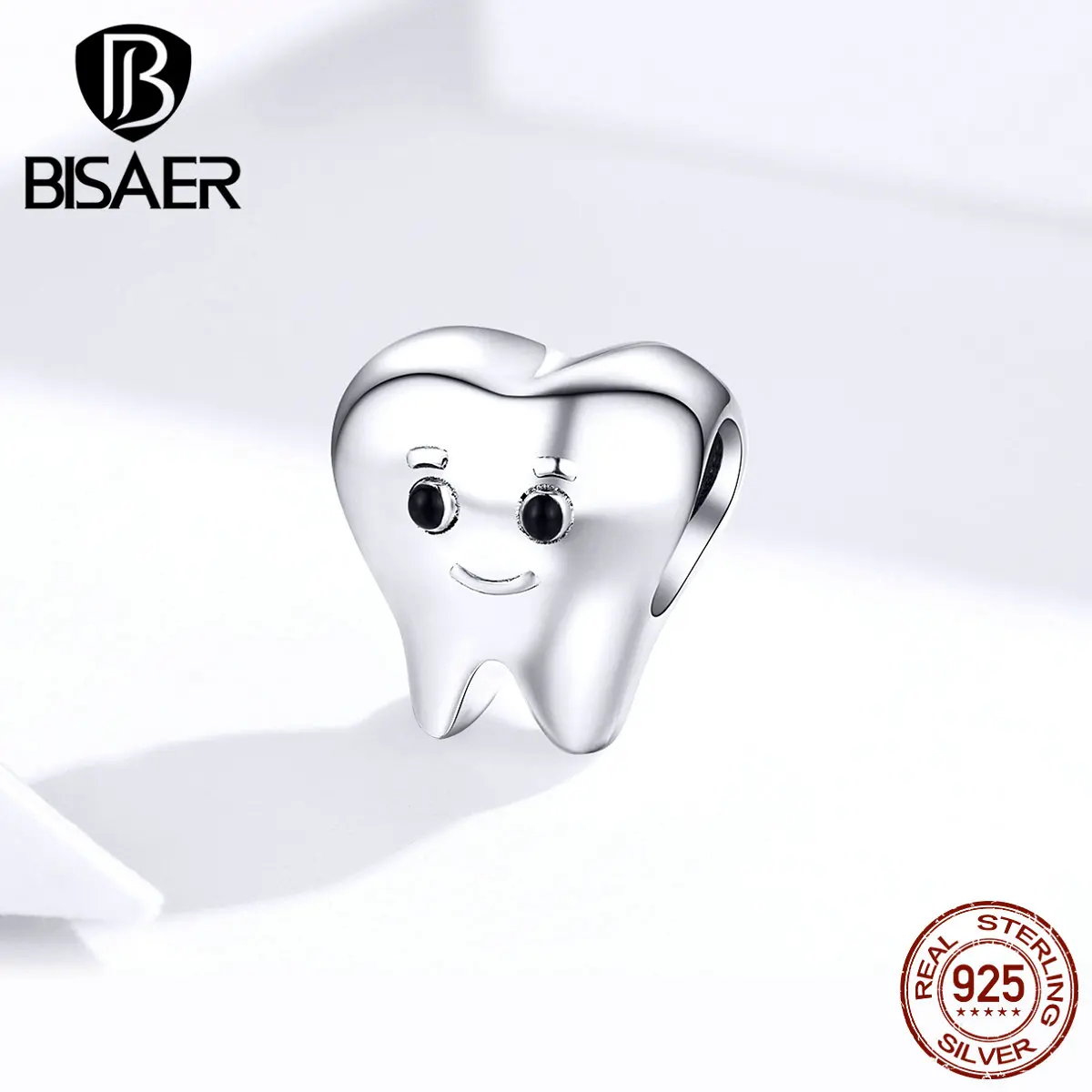 Зубные бусины BISAER 925 пробы серебряные милые зубные Подвески зубы для женщин