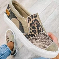 2021 spring and summer women sports walking shoes snake skin flat canvas casual shoes women sneakers zapatos femenino mujer
