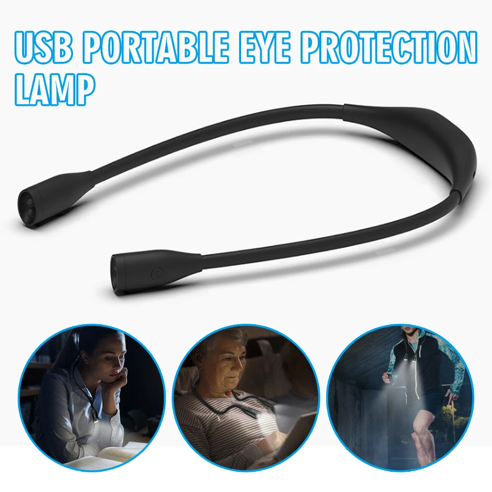 1pc LED Hanging Neck Light 3 Adjustable Brightness Book Reading Lamp Portable USB Charging Night Running Lights | Лампы и освещение