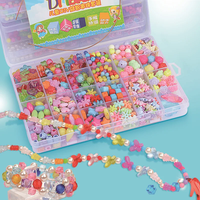 

Children's Hand Diy Beaded Toy 24 Grid Beaded Educational Toy Girl's Gift Beads For Kids Diy Acrylic Beaded Bracelet