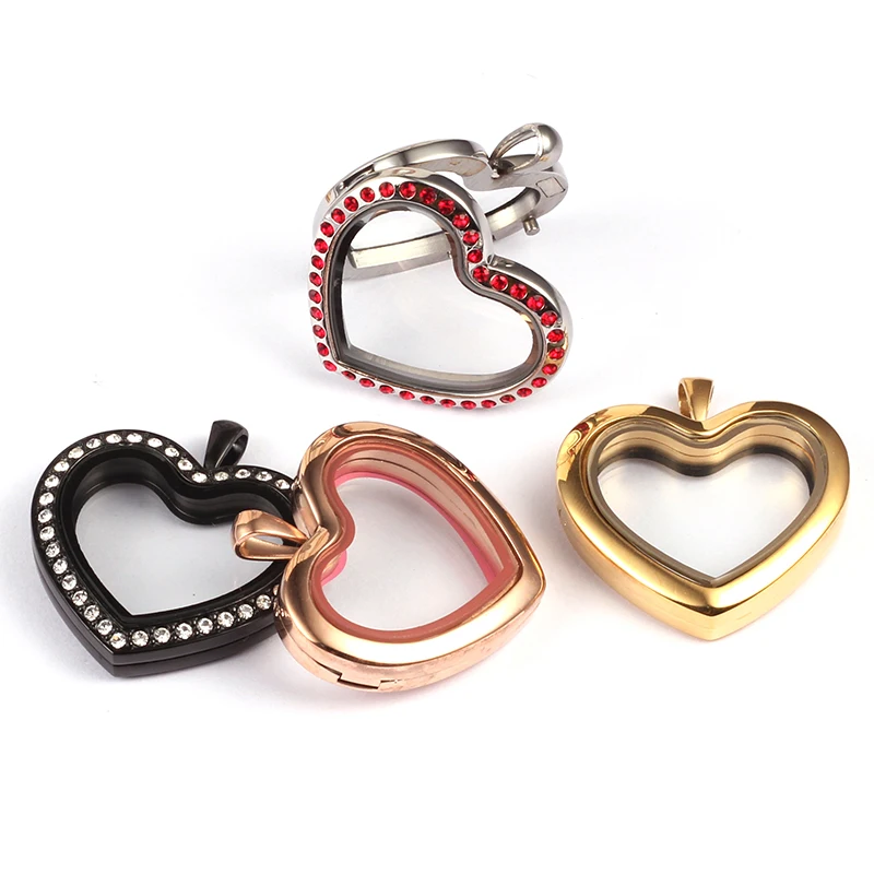 URSJEWELRY 30 мм в форме сердца, хорошие украшения Магнитная застежка 316L неоднородная нержавеющая сталь очарование медальон из смарт-стекла с цепочкой Цепочки и ожерелья