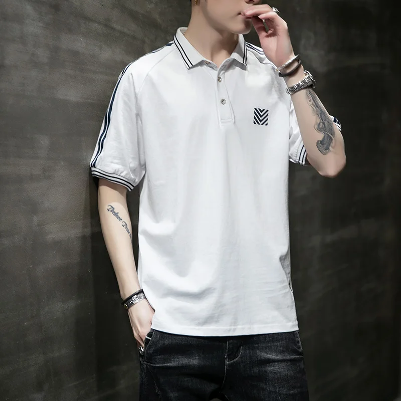 Мужская летняя футболка с коротким рукавом новый стиль 2020 трендовая в Корейском