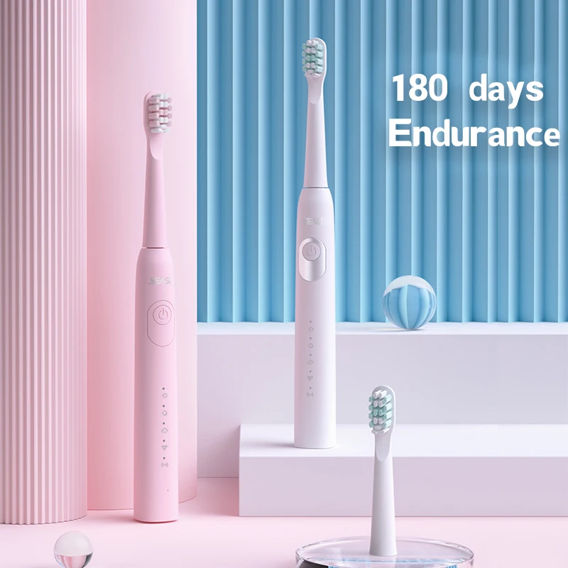 Seago 2303 Перезаряжаемая электрическая зубная щетка Соник Зубная щетка Ультразвукового типа c 5 режимами Суперзарядка Смарт-индикатор LED IPX7.