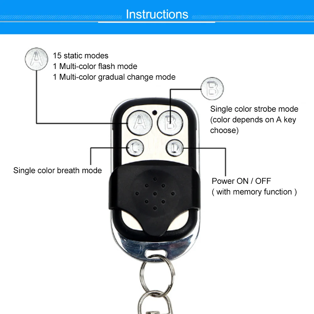 

6pcs LED Motorcycle Night Light Remote RGB Neon Under Glow Lights Strip Kit 36LEDs