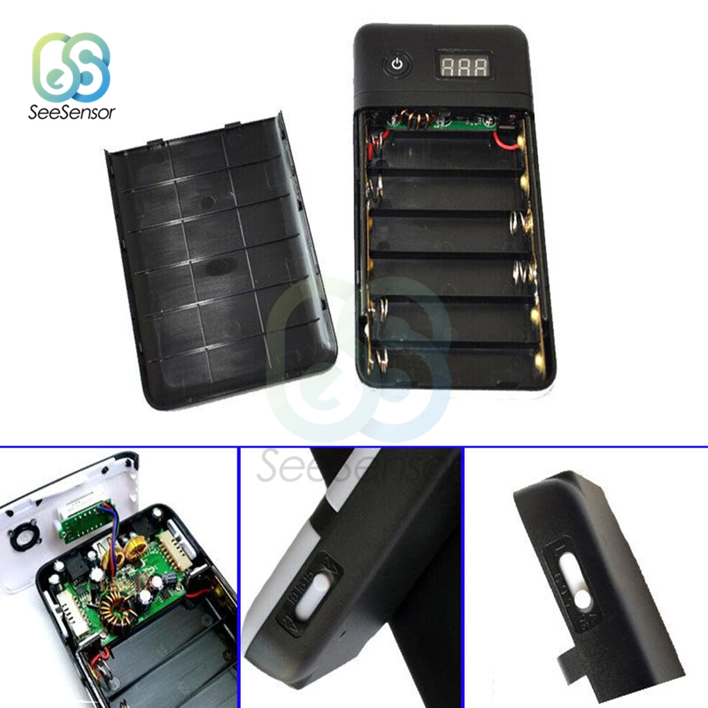 

3.6V 5V 6V 9V 12V 15V 16V 19V 21V USB 6X 18650 Power Bank Battery Box Mobile Phone Charger DIY Shell Case