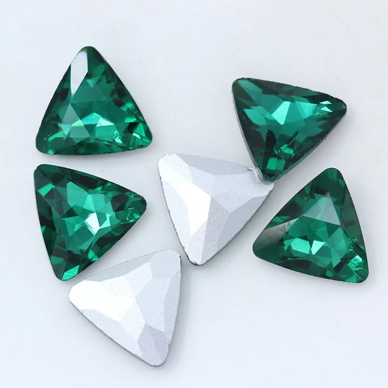 10 шт. треугольные хрустальные 3D Подвески для ногтей Белые AB Стразы с серебряным