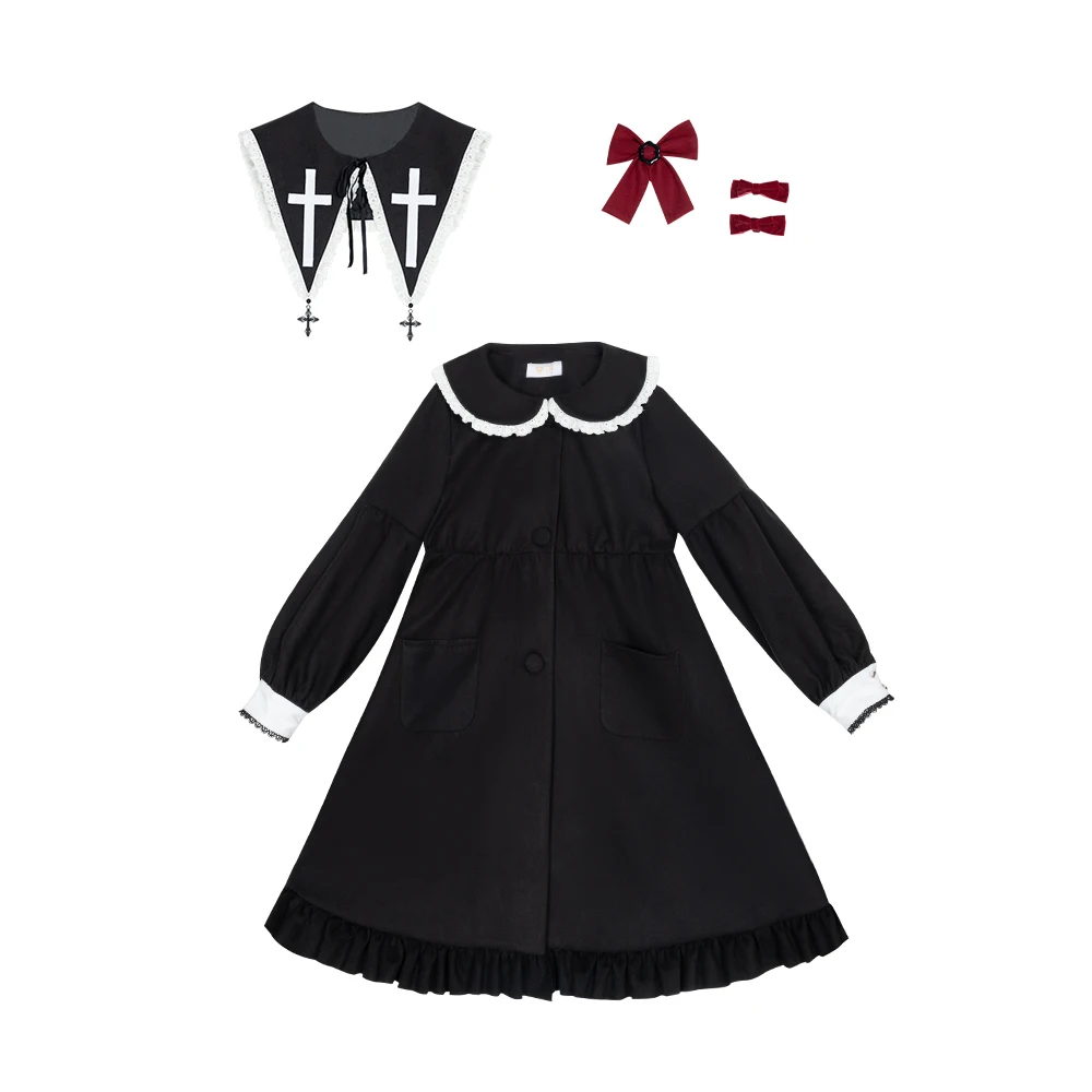 

Melonshow Gothic Winter Coat Women Thicken Woolen Overcoat Female Woollen Long Coat Warm Ladies Lolita Dress Goth Outwear