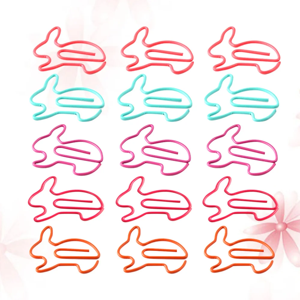 

50Pcs Lovely Rabbit Shaped Clips Paper Clips Creative Note Clips Paper Pin Clip for Party Gift Office Hand Account (Random Color