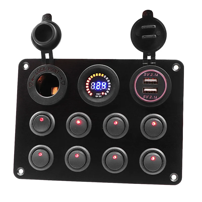 8 Gang Dual USB зарядное устройство Автомобильный кнопочный переключатель Панель