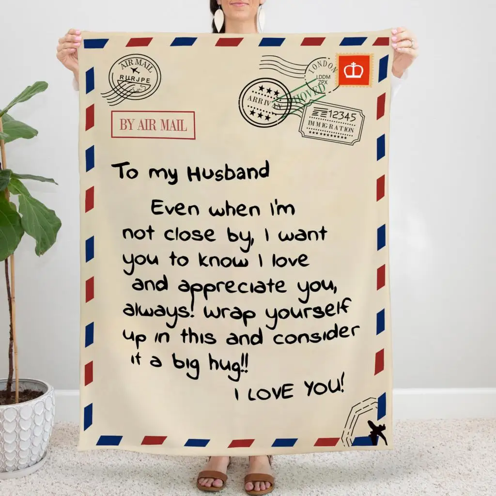 

To Husband From Wife Blanket Flannel Spring/Autumn Gifts for Wedding Anniversary Love Letter Soft Throw Blanket for Sofa Couch