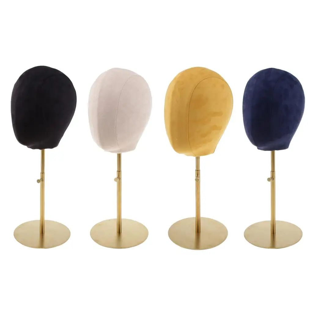

Freestanding 21inch Suede Cork Wig Block Mannequin Head Stand Wigs Hat Cap Making Display Home Decoration with Adjustable Stand
