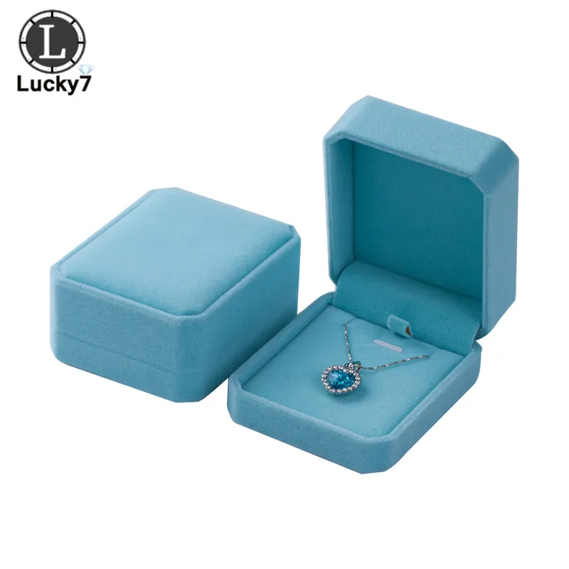 Light Blue 1 шт. высокое качество коробки для хранения ювелирных изделий Презентация для ожерелья подвеска шкатулка для ювелирных изделий Бархатный Чехол серьги пластиковая коробка для дисплея - Цвет: Light Blue