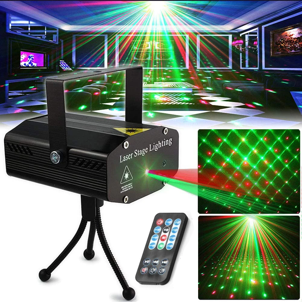 

Mini LED Disco Light Professional 5W 110-240V Sound Activated Flash Green Red Laser Lights For Wedding Bar DJ Stage Projector