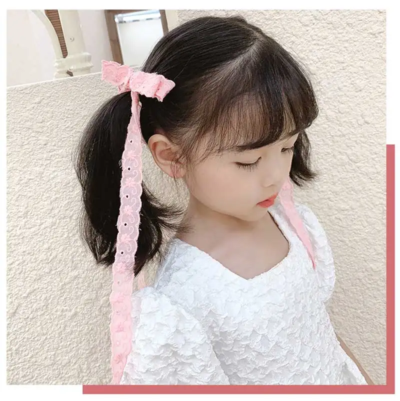 

Bowknot Long Ribbon Hair Clips for Baby Girls Hollow Flower Sweet hairpin Ponytail braided hair ribbon hairpin Baby Accessories