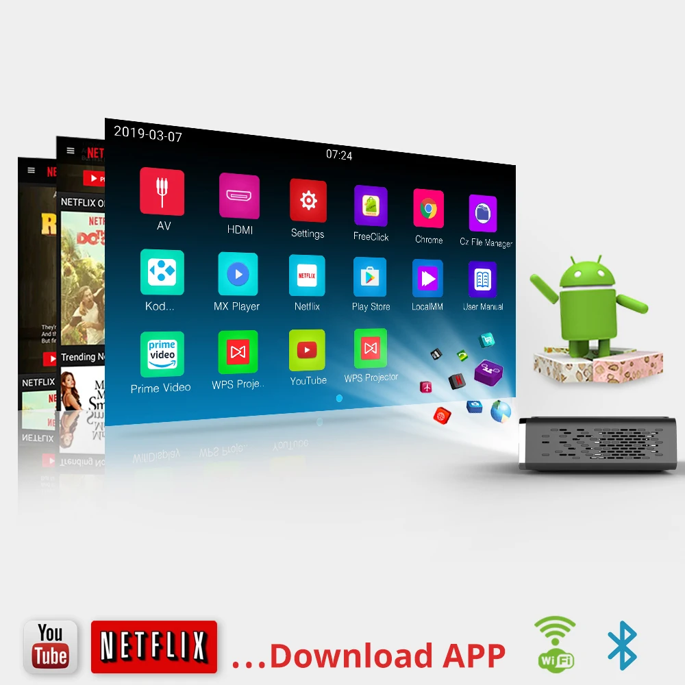 Домашний кинотеатр BYINTEK R15 Full HD 1080P 3D 4K Smart Android Game DLP Wi Fi светодиодный портативный